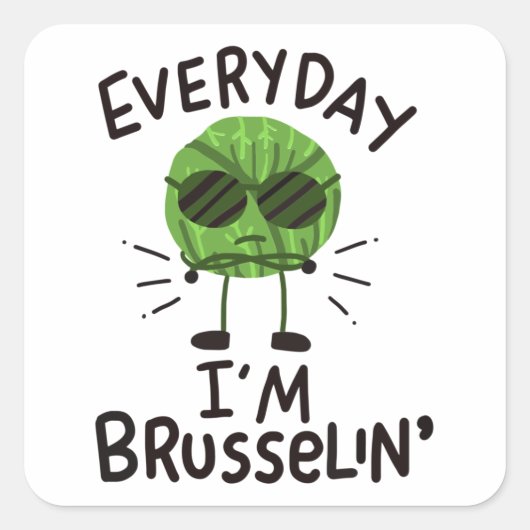 Vegan Brussels Sprouts Vierkante Sticker (Voorkant)