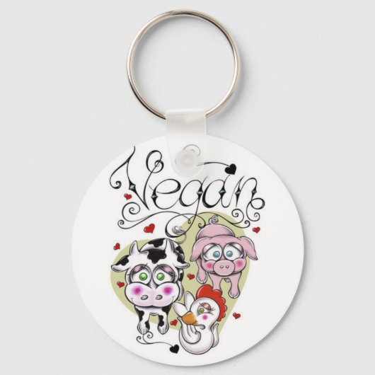 Vegan Button Sleutelhanger (Voorkant)