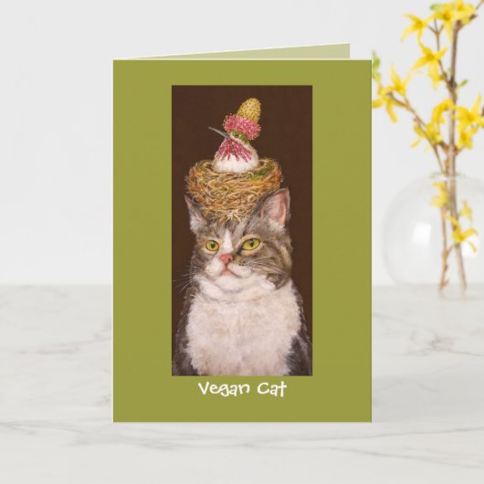 Vegan Cat-kaart Kaart (Gele Bloem)