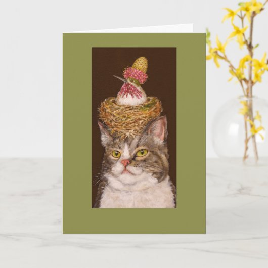 Vegan cat-kaart kaart (Gele Bloem)