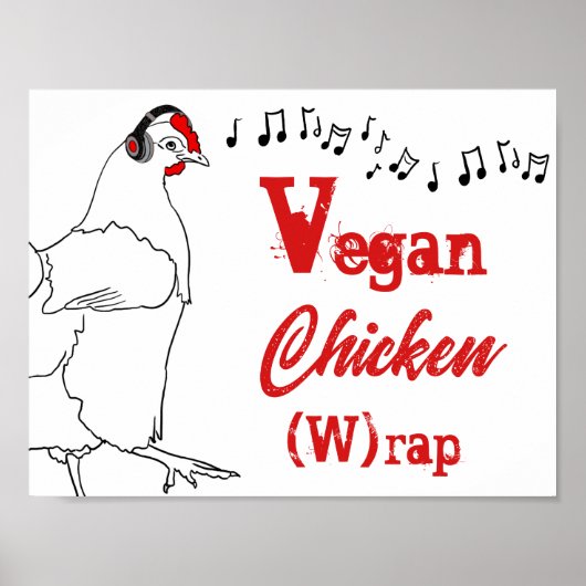 Vegan chicken W rap grappenmuziek Quote Poster (Voorkant)