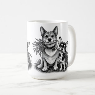 Vegan Corgi & Chihuahua met Wortels Koffiemok