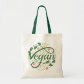 Vegan creatieve typografie met groene bladeren tote bag (Voorkant)