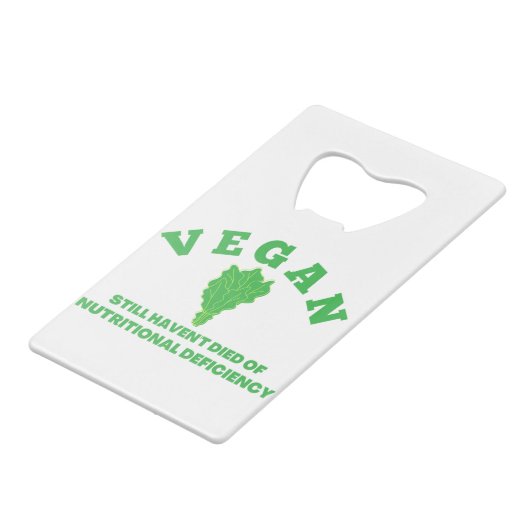 vegan creditkaart flessenopener (Achterkant Gekanteld)