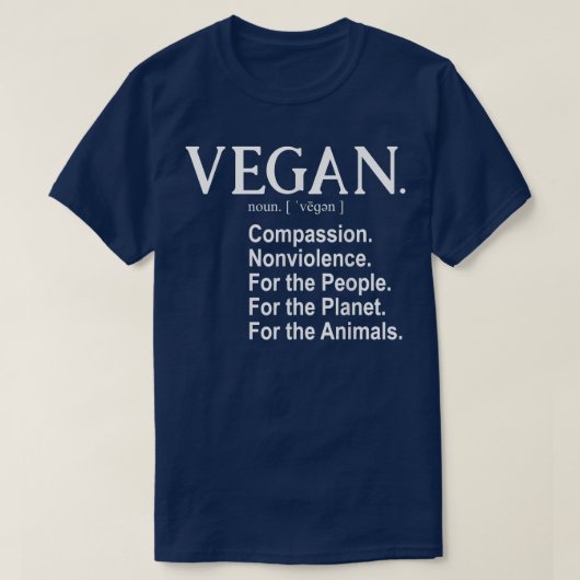 Vegan Definition Funny Vegetarian Compassion Nonvi T-shirt (Design voorkant)