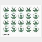 Vegan Design 1 Groen op Wit Ronde Sticker (Vel)