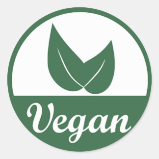 Vegan Design 1 Groen op Wit Ronde Sticker