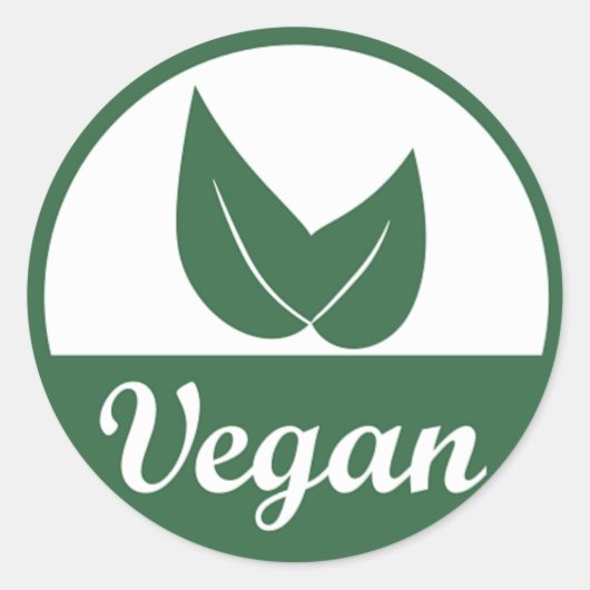 Vegan Design 1 Groen op Wit Ronde Sticker (Voorkant)