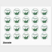 Vegan Design 2 Groen op Wit Ronde Sticker (Vel)