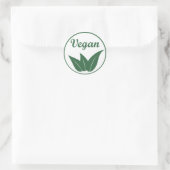 Vegan Design 2 Groen op Wit Ronde Sticker (Tas)
