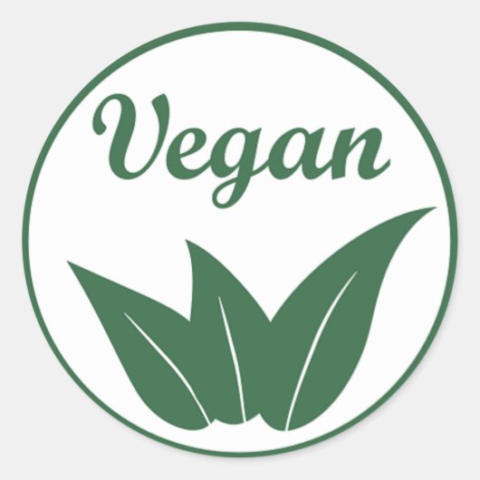 Vegan Design 2 Groen op Wit Ronde Sticker (Voorkant)