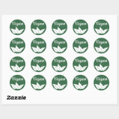 Vegan Design 2 Wit op Groen Ronde Sticker (Vel)