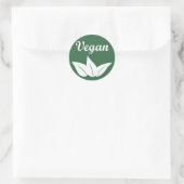 Vegan Design 2 Wit op Groen Ronde Sticker (Tas)
