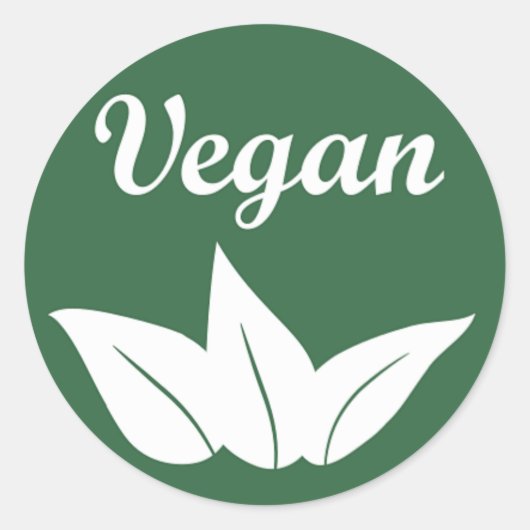 Vegan Design 2 Wit op Groen Ronde Sticker (Voorkant)