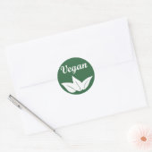 Vegan Design 2 Wit op Groen Ronde Sticker (Envelop)