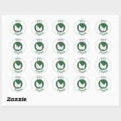 Vegan Design 3 Groen op Wit Ronde Sticker (Vel)