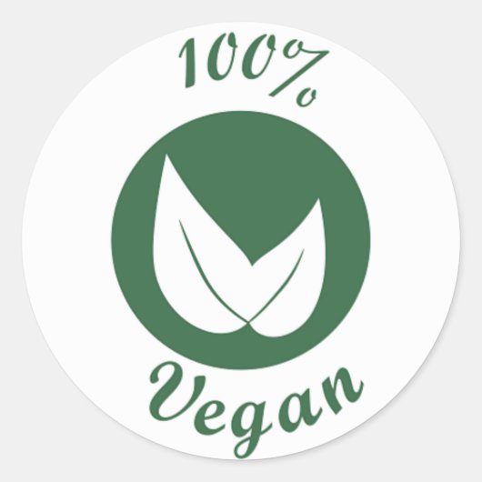 Vegan Design 3 Groen op Wit Ronde Sticker (Voorkant)