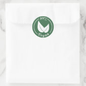 Vegan Design 4 - Wit op groene achtergrond Ronde Sticker (Tas)