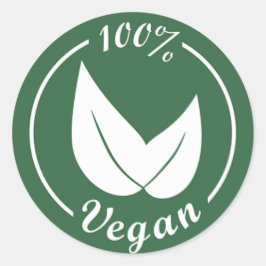 Vegan Design 4 - Wit op groene achtergrond Ronde Sticker