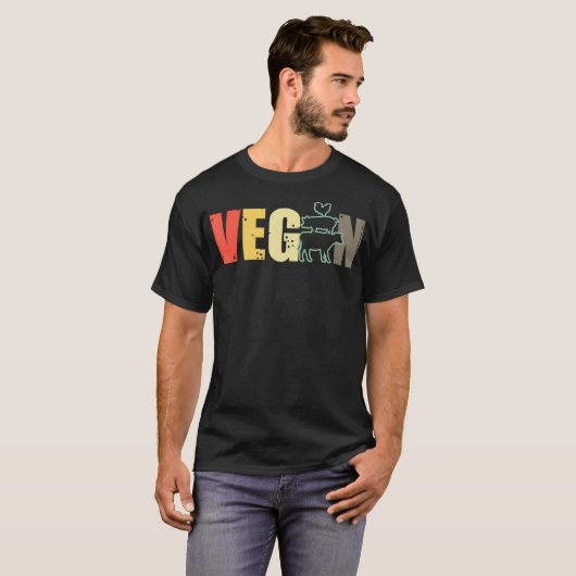 Vegan Dierenvriend Vegetarian Foodie Vegetable Die T-shirt (Voorkant volledig)