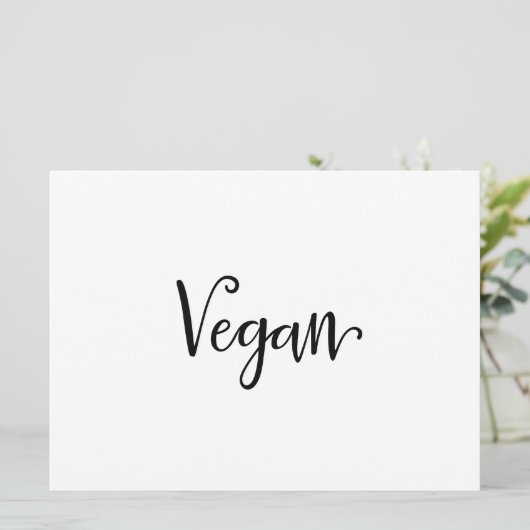 "Vegan" Dietary Needs Sign | Calligrafie (Staand voorkant)
