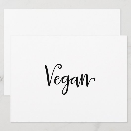 "Vegan" Dietary Needs Sign | Calligrafie (Voorkant / Achterkant)