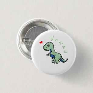 Vegan Dinosaur Kind Dino Love Animals Ronde Button 3,2 Cm
