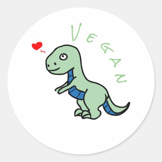 Vegan Dinosaur Kind Dino Ronde Sticker (Voorkant)