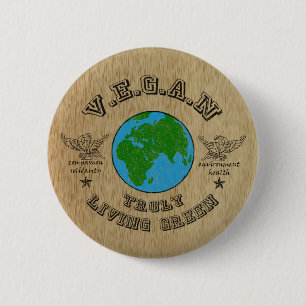 VEGAN - echt levend groen. Ronde Button 5,7 Cm