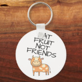 Vegan eet geen vrienden met een schattige bruine k sleutelhanger (Voorkant)