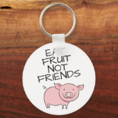 Vegan eet geen vrienden met schattige roze biggetj sleutelhanger (Voorkant)