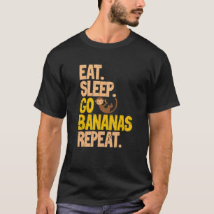 Vegan Eet Slaap Go Bananen Herhaal Vegetarisch Veg T-shirt