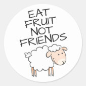 Vegan eet vruchten niet bevriend met schattige car ronde sticker (Voorkant)