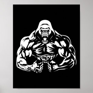 Vegan Fitness Gorilla Workout Kleding Uni-volwasse Poster
