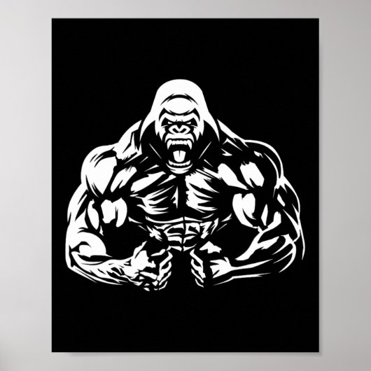 Vegan Fitness Gorilla Workout Kleding Uni-volwasse Poster (Voorkant)