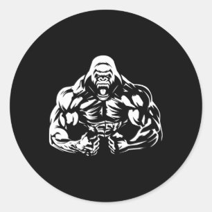 Vegan Fitness Gorilla Workout Kleding Uni-volwasse Ronde Sticker