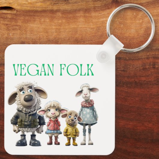Vegan Folk Sheep Family Sleutelhanger (Achterkant)