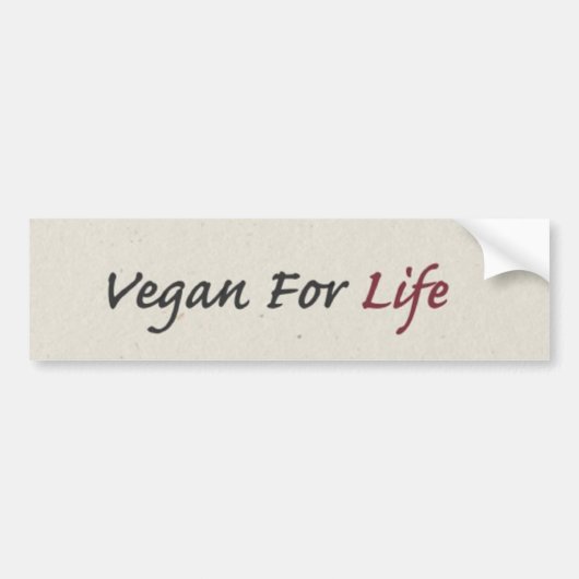"Vegan for life" op "Natural Paper" Bumpersticker (Voorkant)