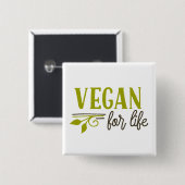 Vegan for Life Vierkante Button 5,1 Cm (Voorkant /achterkant)