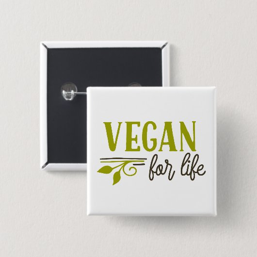 Vegan for Life Vierkante Button 5,1 Cm (Voorkant /achterkant)