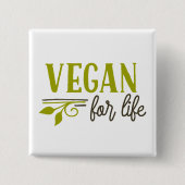 Vegan for Life Vierkante Button 5,1 Cm (Voorkant)