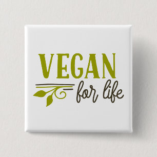 Vegan for Life Vierkante Button 5,1 Cm