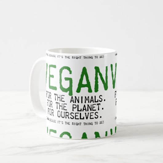 VEGAN FOR THE ANIMALS KOFFIEMOK (Voorkant links)
