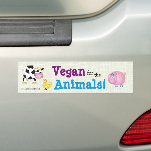 "Vegan for the Animals!" met schattige dieren Bumpersticker (Op auto)