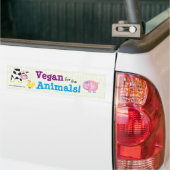 "Vegan for the Animals!" met schattige dieren Bumpersticker (Op Truck)