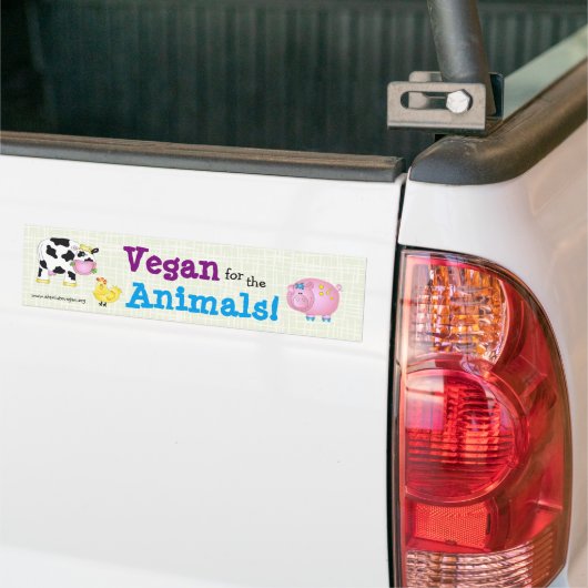 "Vegan for the Animals!" met schattige dieren Bumpersticker (Op Truck)