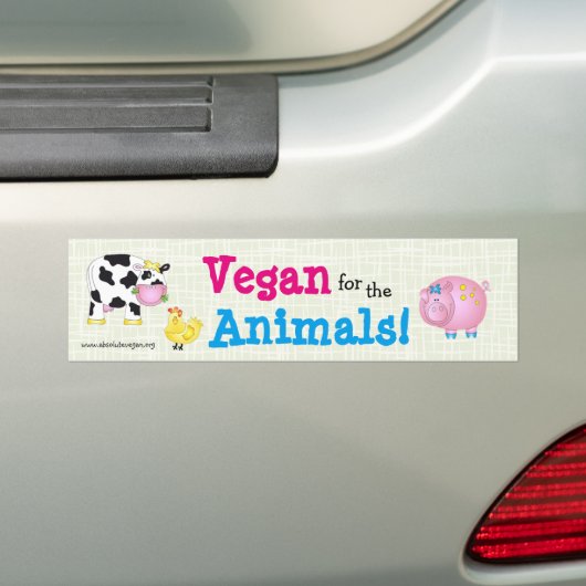 "Vegan for the Animals!" met schattige dieren Bumpersticker (Op auto)