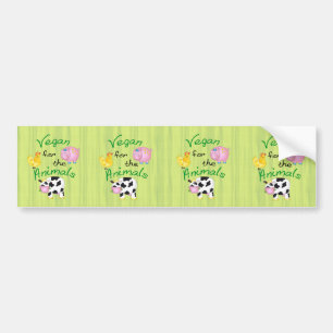 Vegan for the Animals with Cute Pig, Cow, Hen Bumpersticker