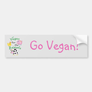 Vegan for the Animals with Cute Pig, Cow, Hen Bumpersticker