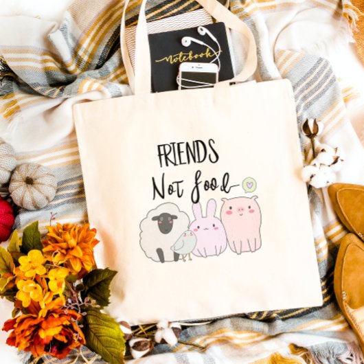 Vegan Friends Not Food Pig Sheep Resuable Tote Bag